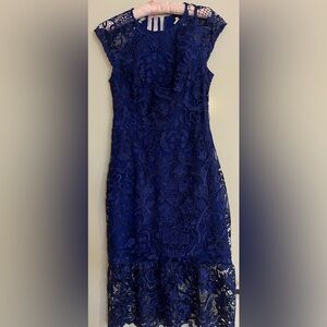 Shoshanna Royal Blue Lace Midi Dress